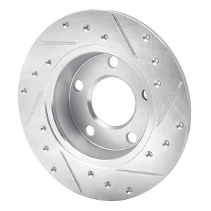 Audi A6 Brake Rotor (1) - Rear Left - R1 Concepts - Drilled & Slotted - Silver - `99-`05